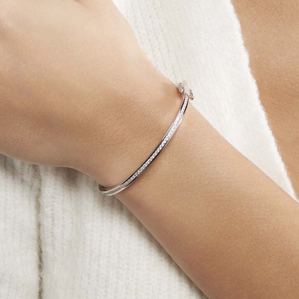 Bracelet Jonc Laurianne Argent Blanc Oxyde De Zirconium - Bracelets joncs Femme | Histoire d’Or