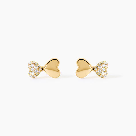 Boucles D'Oreilles Puces Minie Argent Dor&eacute; A L'Or 750/1000 Oxyde De Zirconium - Boucles d'oreilles fantaisie Femme | Histoire d&rsquo;Or