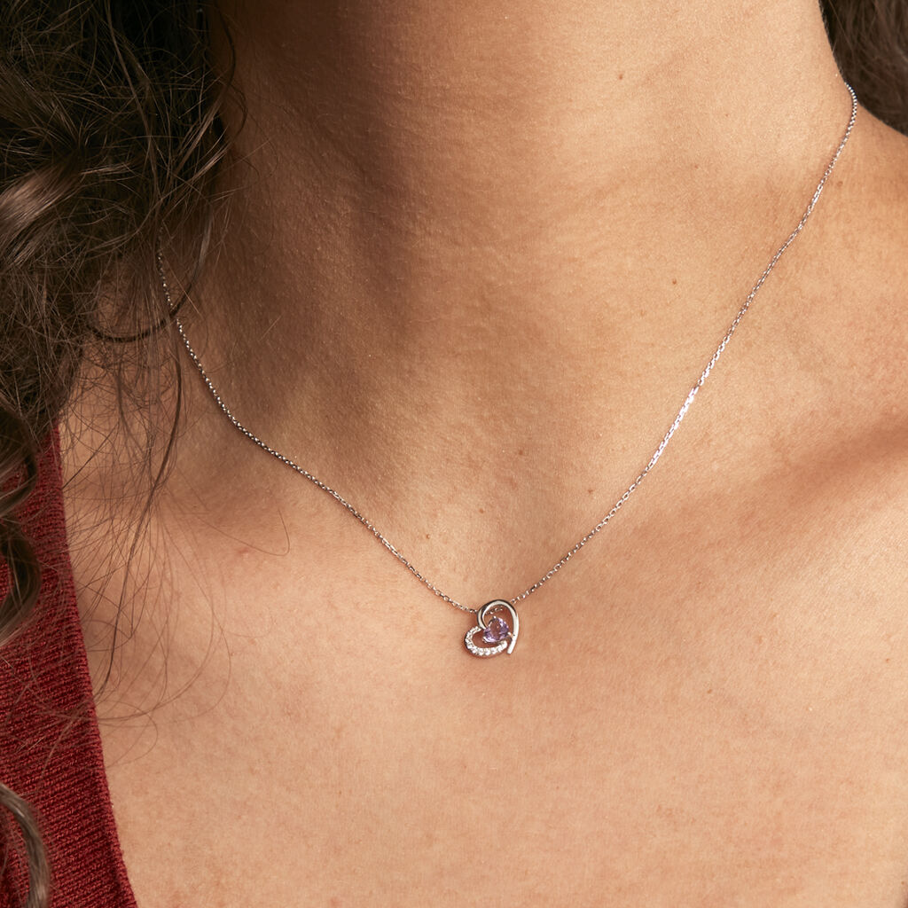 Collier Eliana Or Blanc Amethyste Et Oxyde De Zirconium - Colliers Femme | Histoire d’Or