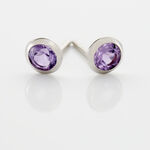 Boucles D'oreilles Puces Edy Serti Clos Or Blanc Amethyste - Clous d'oreilles Femme | Histoire d&rsquo;Or