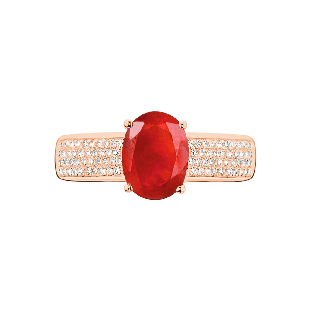 Bague Crista Or Rose Rubis Et Diamant - Bagues solitaires Femme | Histoire d’Or