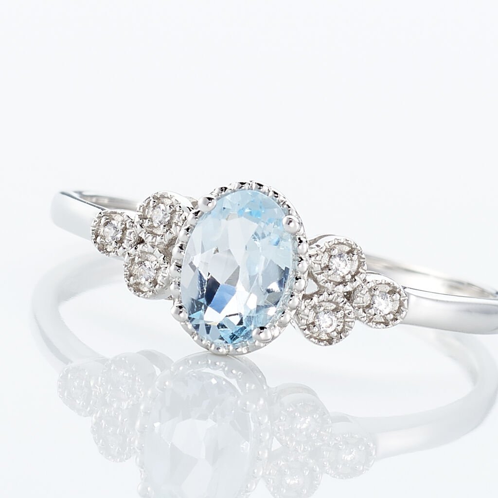 Bague Cyprille Or Blanc Topaze Et Oxyde De Zirconium - Bagues solitaires Femme | Histoire d’Or