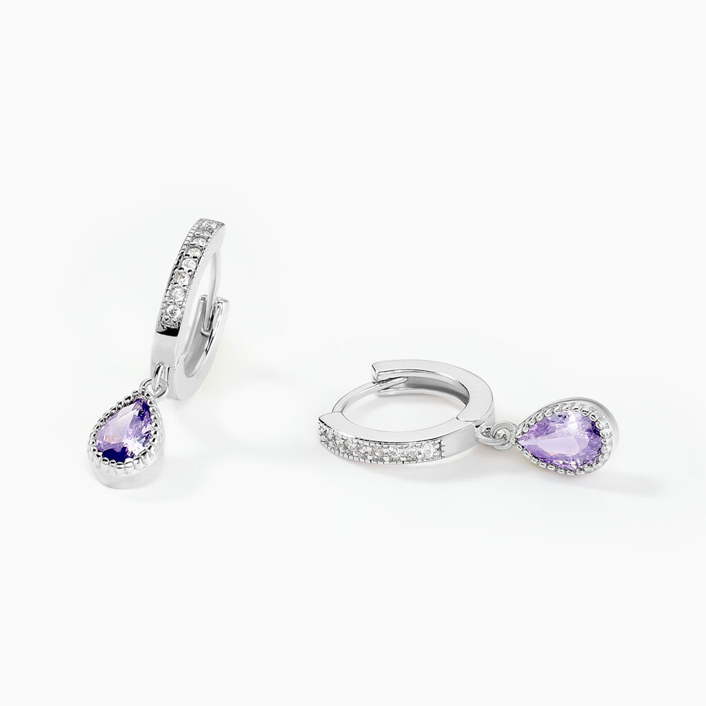Créoles Jerusha Argent Blanc Oxyde De Zirconium - Boucles d'oreilles créoles Femme | Histoire d’Or