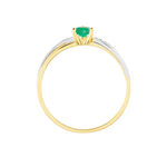 Bague Skylar Or Bicolore Emeraude Diamant - Bagues solitaires Femme | Histoire d&rsquo;Or
