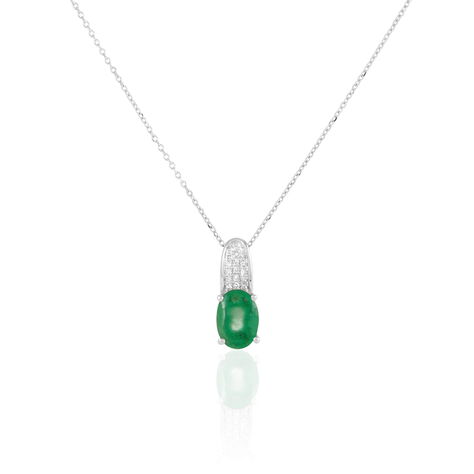 Collier Crista Or Blanc Emeraude Et Diamant - Colliers Femme | Histoire d’Or