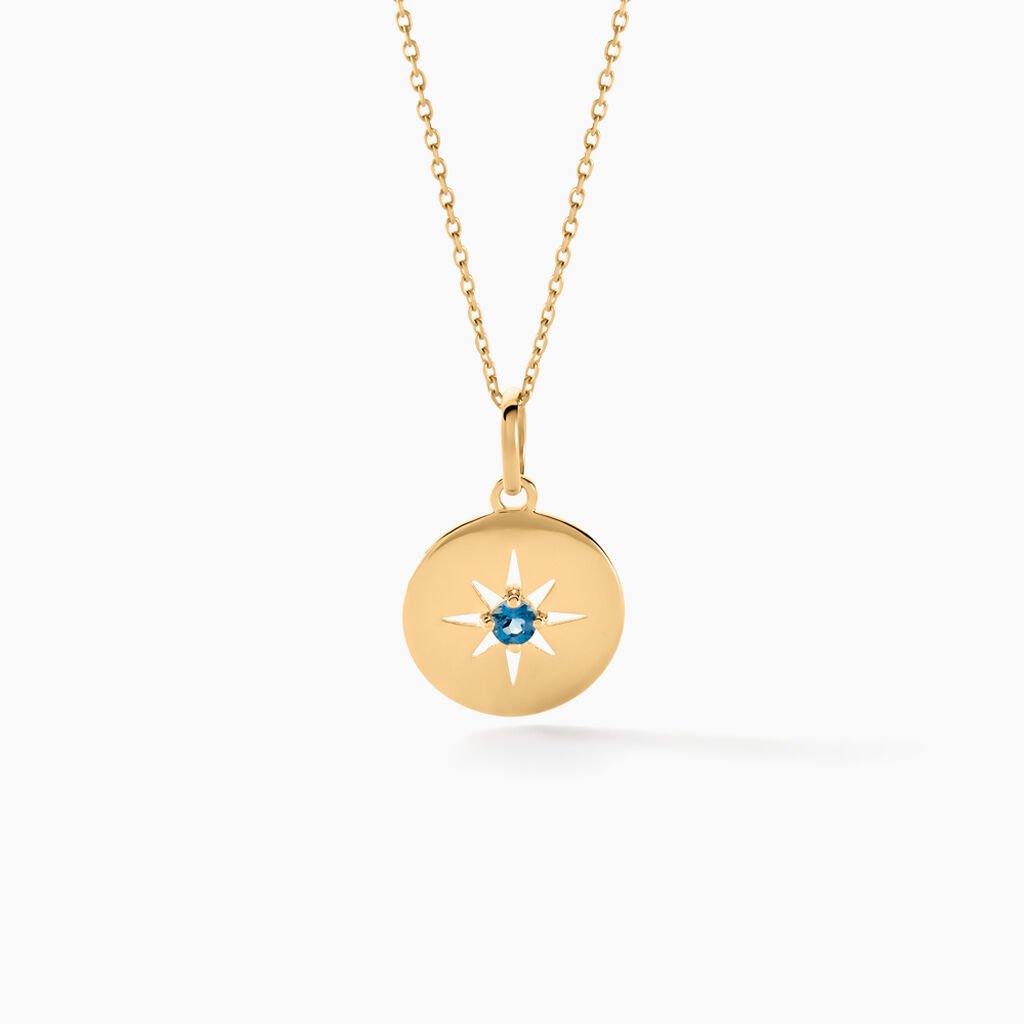 Collier Or Jaune Evening Star Topaze Bleu London - Colliers Femme | Histoire d&rsquo;Or