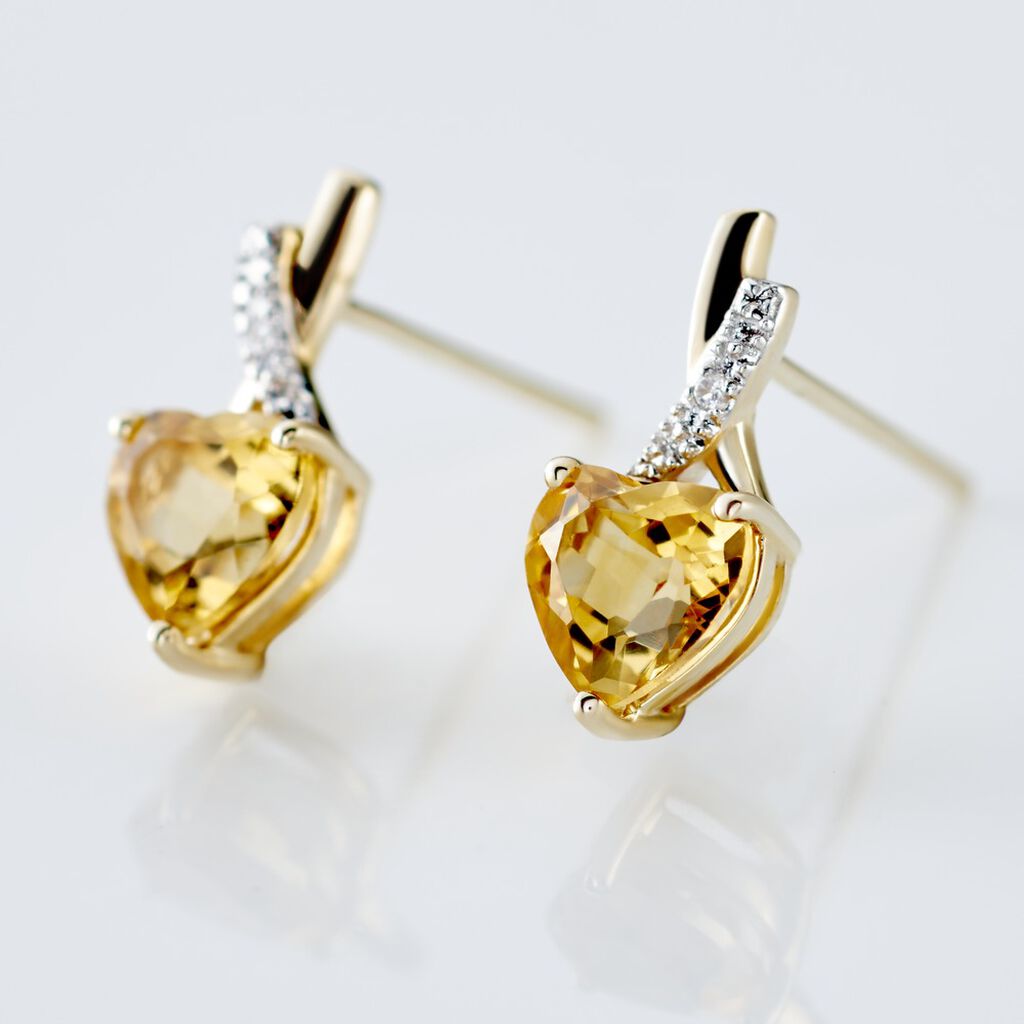 Boucles D'oreilles Puces Or Jaune Clothilde - Boucles d'oreilles empierr&eacute;es Femme | Histoire d&rsquo;Or