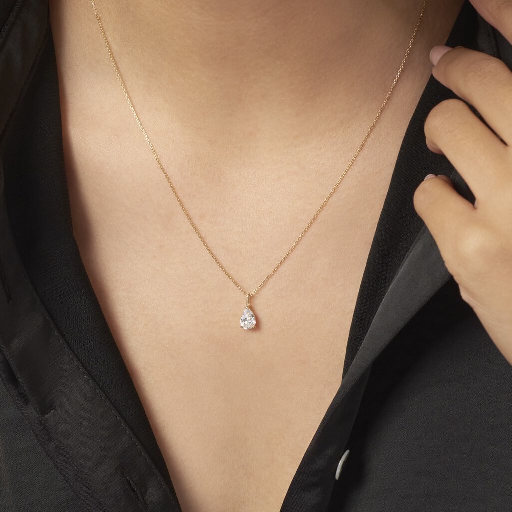 Collier Goutte Or Jaune Oxyde De Zirconium - Colliers Femme | Histoire d’Or