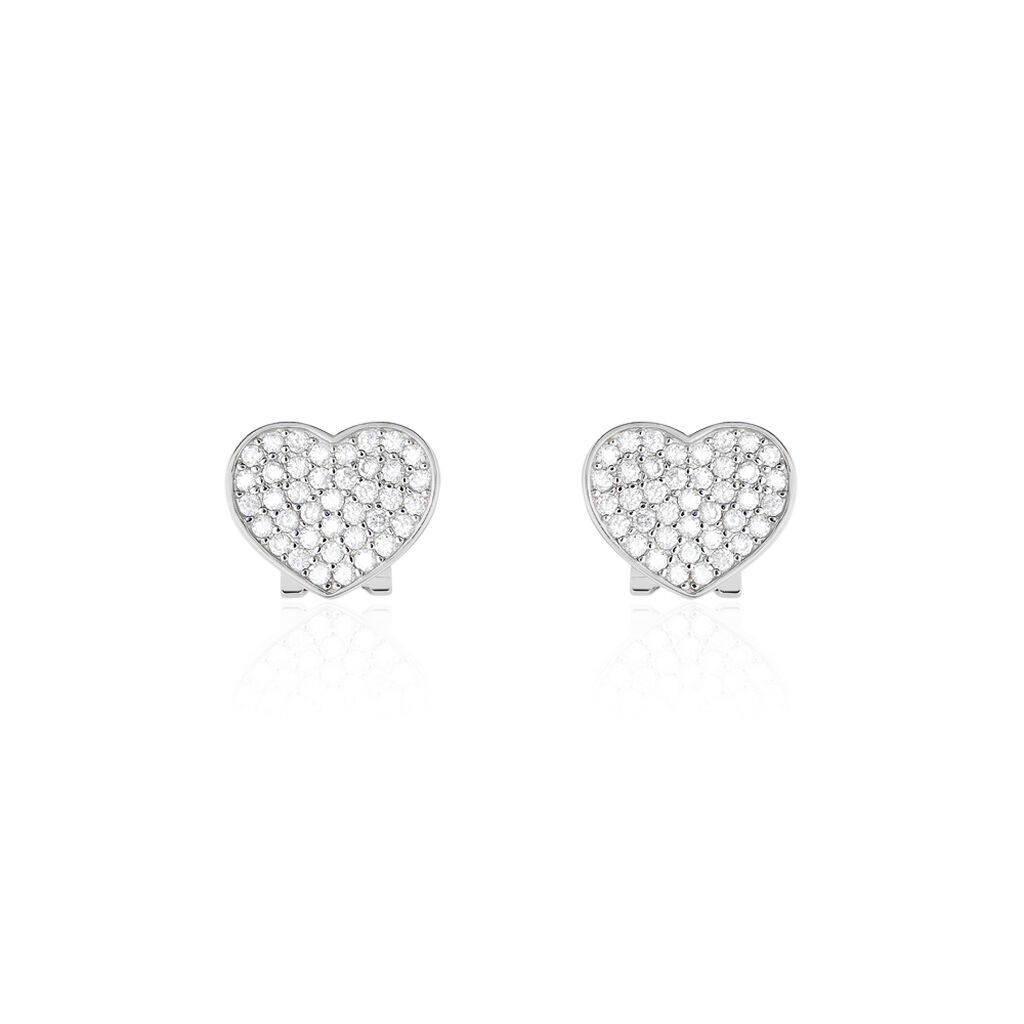 Boucles D'oreilles Puces Darwin Argent Blanc Oxyde - Boucles d'oreilles fantaisie Femme | Histoire d’Or