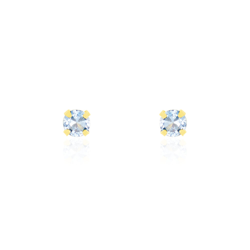 Boucles D'oreilles Puces Carin Serti Griffe 2 Or Jaune Oxyde - Clous d'oreilles Femme | Histoire d&rsquo;Or