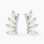 Boucles D'oreilles Puces Tiara Or Jaune Topaze Oxyde De Zirconium - Clous d'oreilles Femme | Histoire d&rsquo;Or