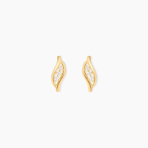 Boucles D'oreilles Puces Caline Or Jaune Diamant - Clous d'oreilles Femme | Histoire d&rsquo;Or