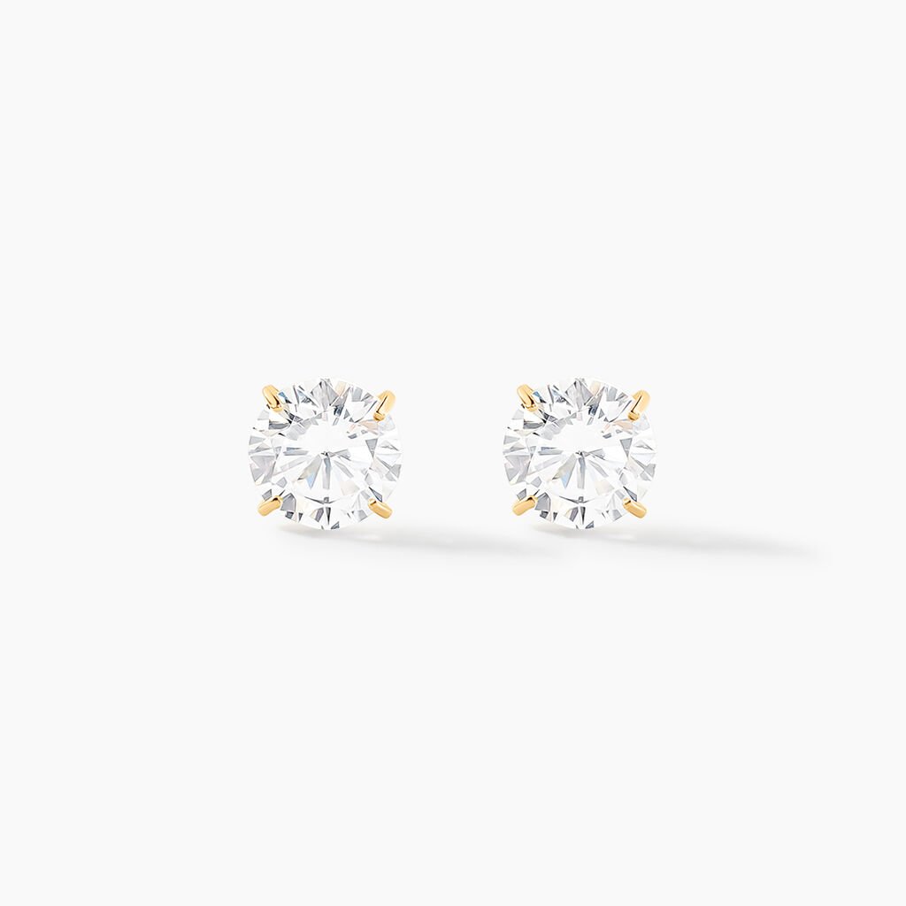 Boucles D'oreilles Puces Or Jaune Katherina Oxyde De Zirconium - Clous d'oreilles Femme | Histoire d&rsquo;Or
