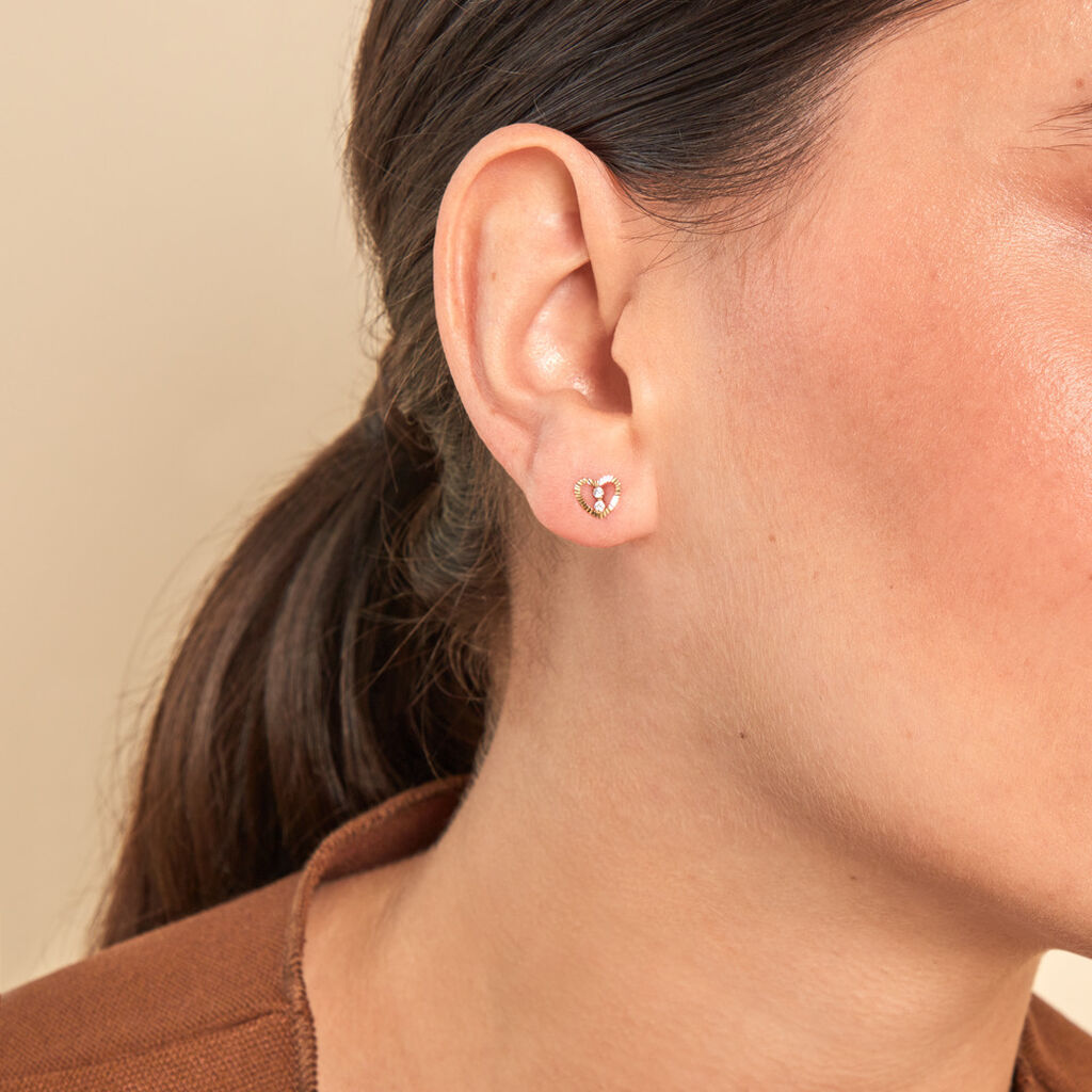 Boucles D'oreilles Puces Daria Cœur 6 Or Jaune Oxyde - Clous d'oreilles Femme | Histoire d’Or