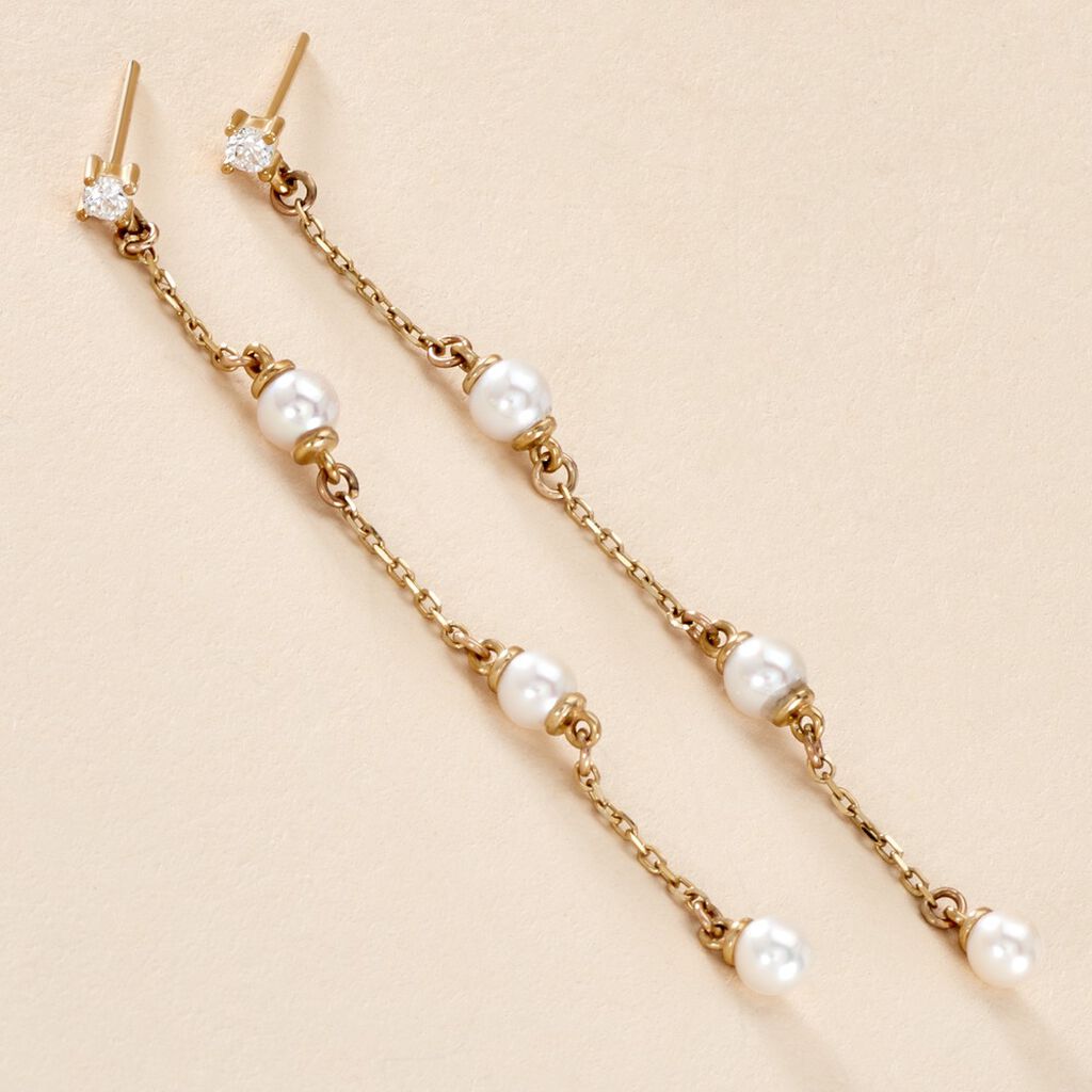 Boucles D'oreilles Pendantes Nanuk Or Jaune Oxyde Et Perle De Culture - Boucles d'oreilles pendantes Femme | Histoire d’Or