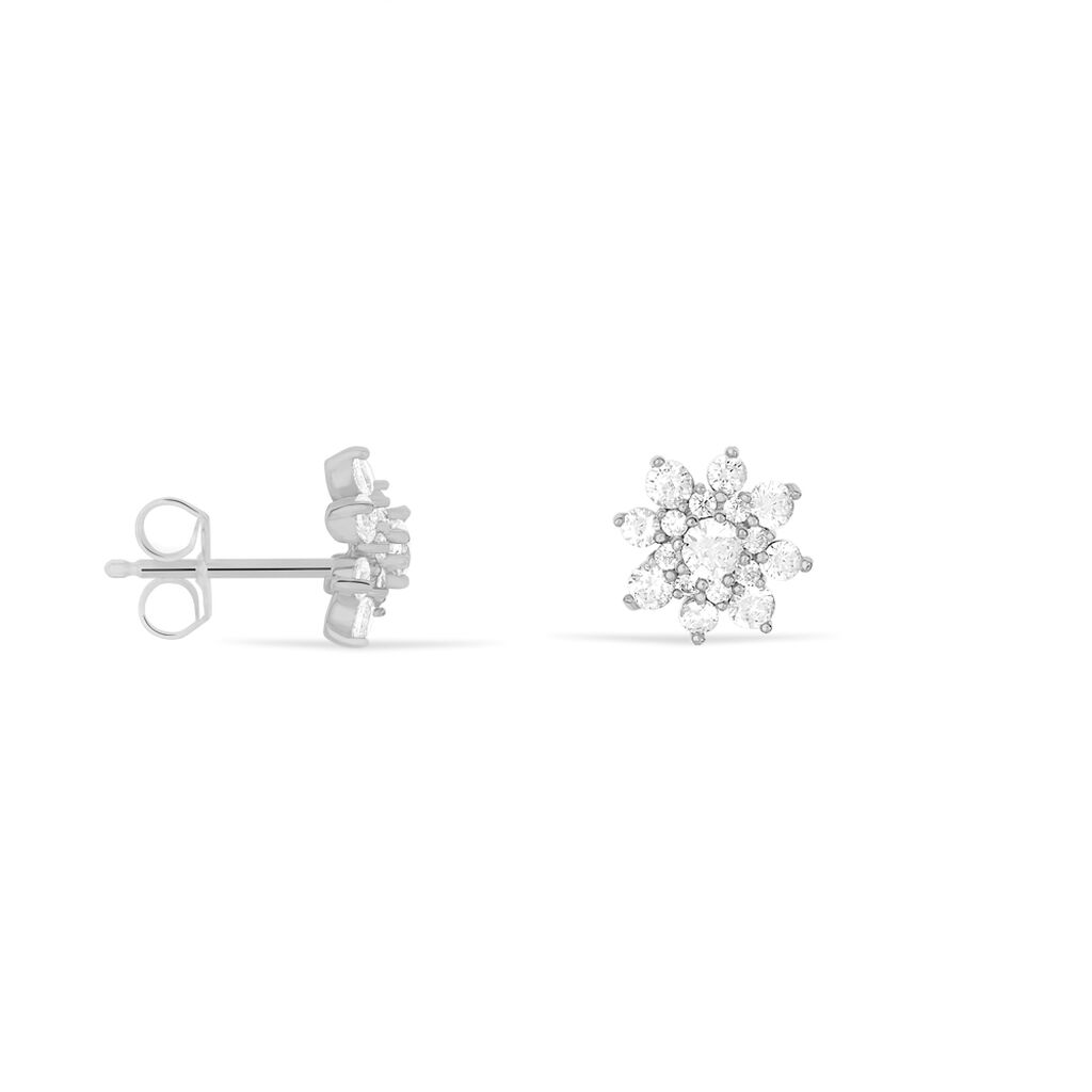 Boucles D'oreilles Puces Lorraine Argent Blanc Oxyde De Zirconium - Boucles d'oreilles fantaisie Femme | Histoire d’Or