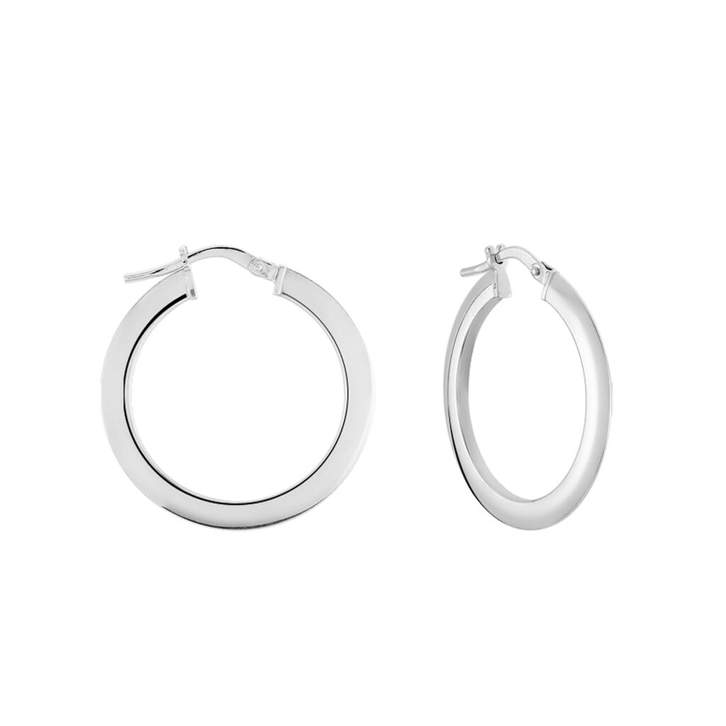 Créoles Argent Blanc Hally - Boucles d'oreilles créoles Femme | Histoire d’Or