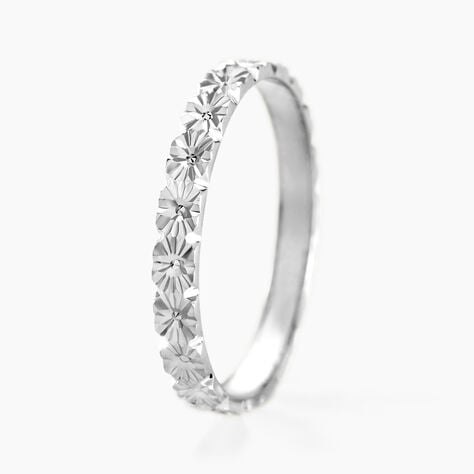 Alliance Fleur Diamantee Ruban Plat Or Blanc - Alliances Unisex | Histoire d&rsquo;Or