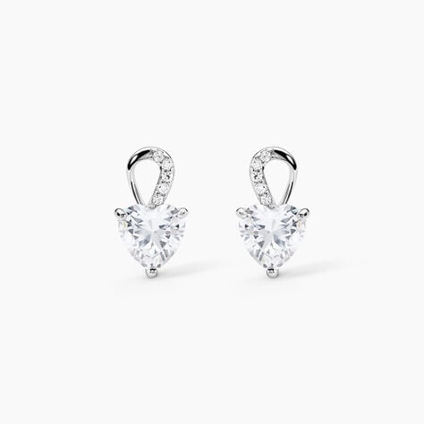 Boucles D'oreilles Puces Atieno Argent Blanc Oxyde De Zirconium - Boucles d'oreilles fantaisie Femme | Histoire d’Or