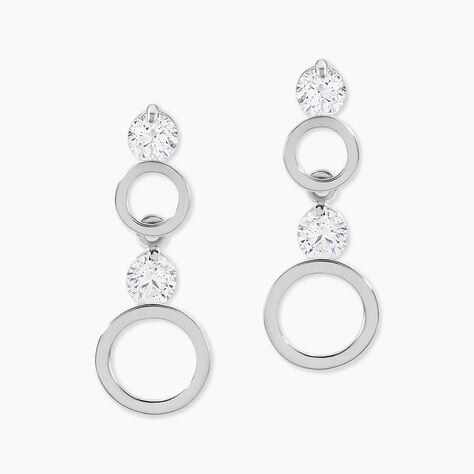 Boucles D'oreilles Puces Wynona Or Blanc Oxyde - Boucles d'oreilles pendantes Femme | Histoire d&rsquo;Or