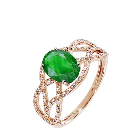 Bague Tina Or Rose Emeraude Et Diamant - Bagues solitaires Femme | Histoire d&rsquo;Or