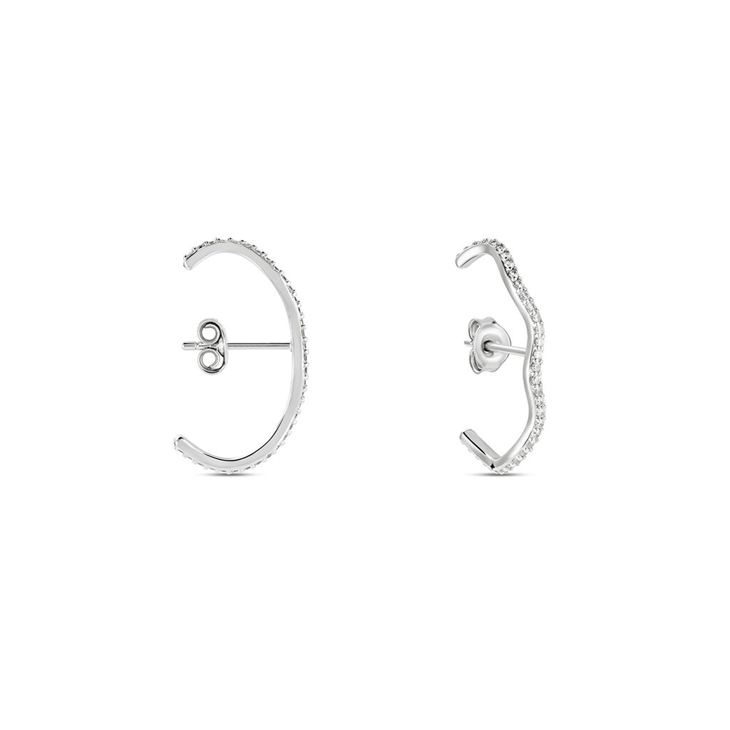 Boucles D'oreilles Lowri Argent Blanc Oxyde De Zirconium - Boucles d'oreilles créoles Femme | Histoire d’Or