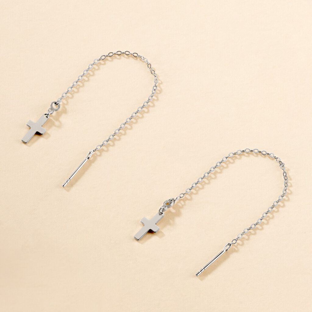 Boucles D'oreilles Pendantes Gaiana Argent Blanc - Boucles d'oreilles fantaisie Femme | Histoire d’Or