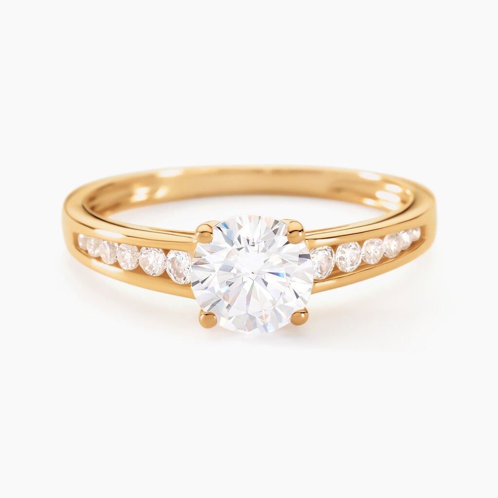 Bague Solitaire Or Jaune Oxyde De Zirconium - Bagues solitaires Femme | Histoire d&rsquo;Or