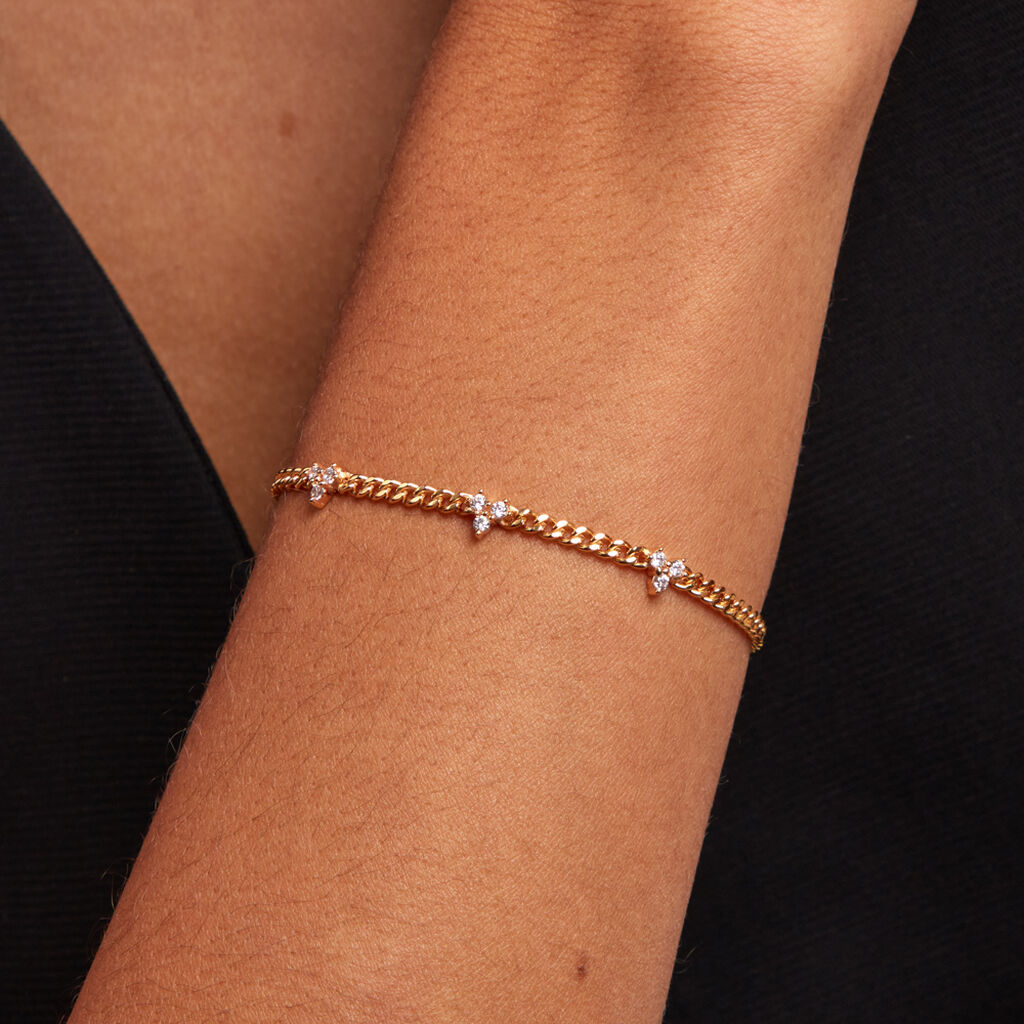 Bracelet Urban Flower Plaqué Or Jaune Oxyde De Zirconium - Bracelets Femme | Histoire d’Or
