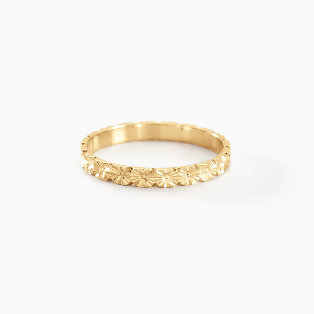 Alliance Fleur Diamantee Ruban Plat Or Jaune - Alliances Unisex | Histoire d&rsquo;Or
