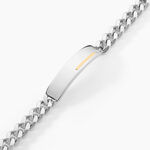 Bracelet Identit&eacute; Adoline Acier Blanc Diamant - Gourmettes Homme | Histoire d&rsquo;Or