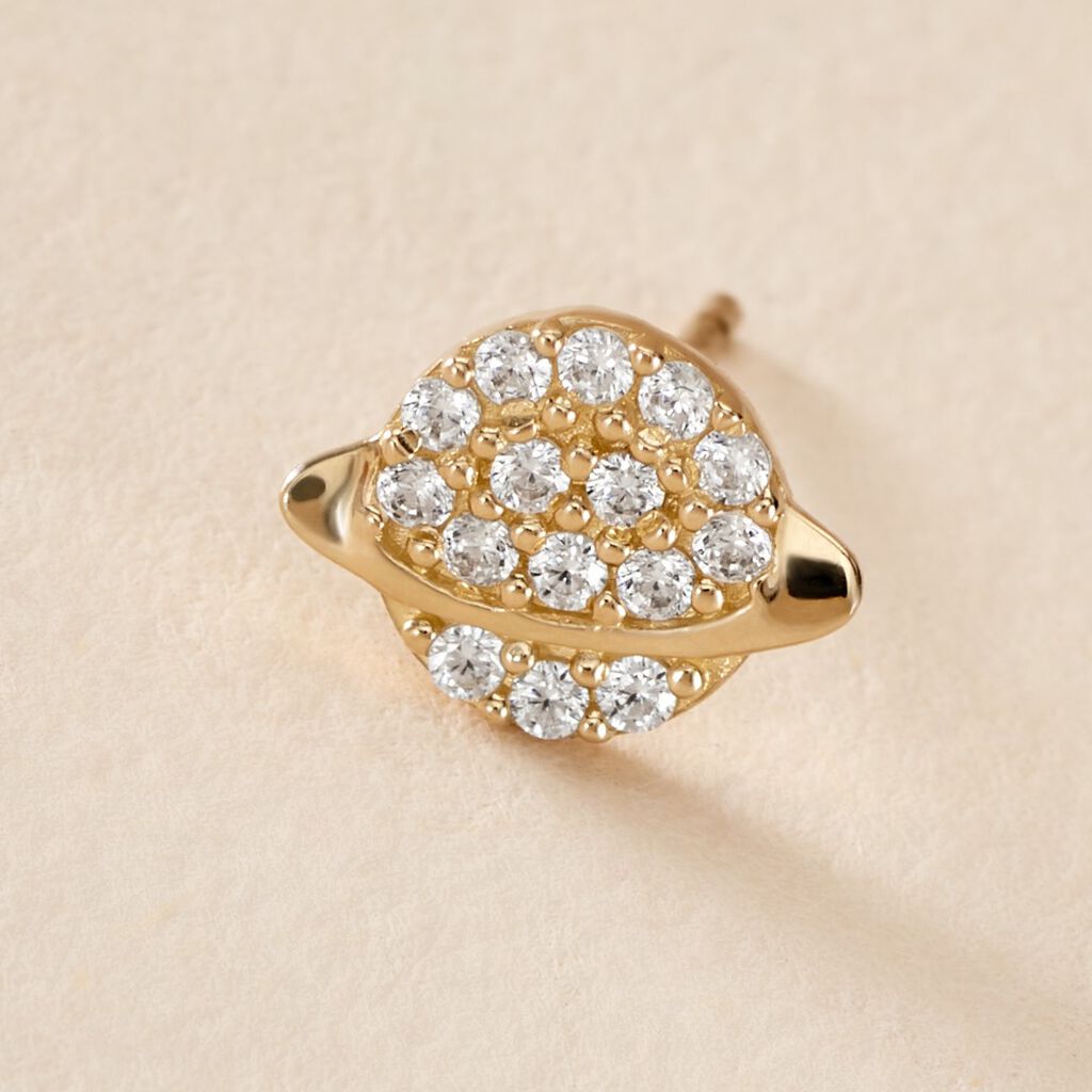 Boucles D'oreille Puce Unitaire Uranus Or Jaune Oxyde De Zirconium - Clous d'oreilles Famille | Histoire d’Or