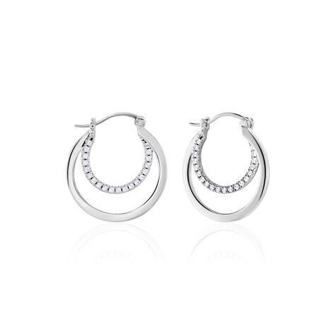 Créoles Argent Blanc Linnette Oxydes De Zirconium - Boucles d'oreilles créoles Femme | Histoire d’Or