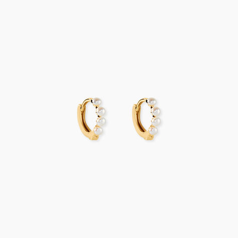 Cr&eacute;oles Per1 Argent Dor&eacute; A L'Or 750/1000 Perle De Culture - Boucles d'oreilles cr&eacute;oles Femme | Histoire d&rsquo;Or