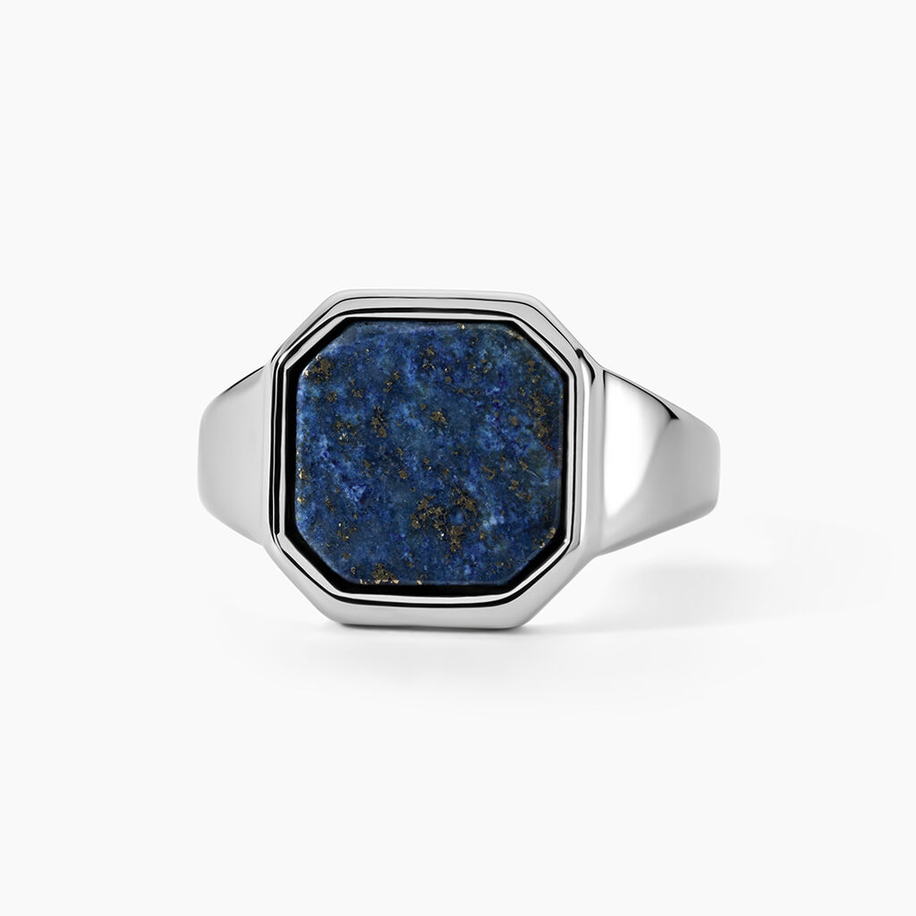 Chevali&egrave;re Jourdan Eduard Acier Argent&eacute; Lapis Lazuli - Bagues solitaires Homme | Histoire d&rsquo;Or
