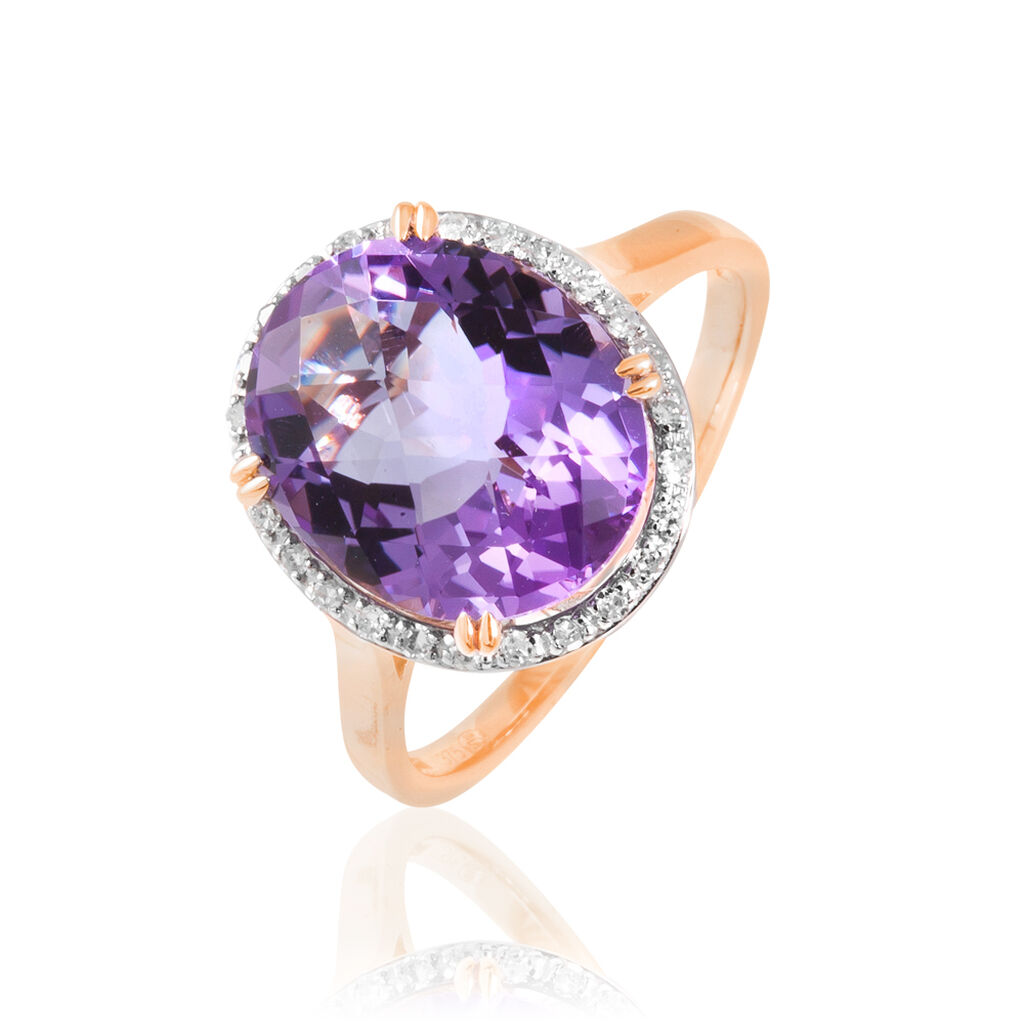 Bague Anna Or Rose Amethyste Et Diamant - Bagues solitaires Femme | Histoire d&rsquo;Or