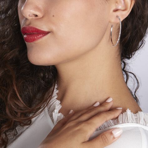 Créoles Tyhana Or Blanc Oxyde - Boucles d'oreilles créoles Femme | Histoire d’Or