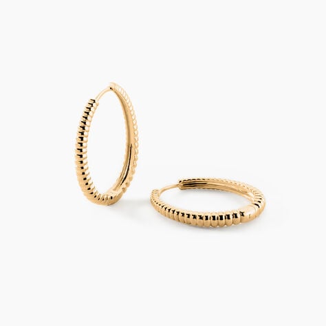 Cr&eacute;oles Ribbed Plaqu&eacute; Or Jaune - Cr&eacute;oles fantaisie Femme | Histoire d&rsquo;Or