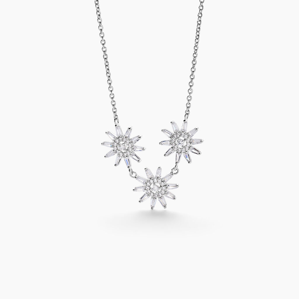 Collier Daisy Argent Blanc Oxyde De Zirconium - Colliers Femme | Histoire d&rsquo;Or