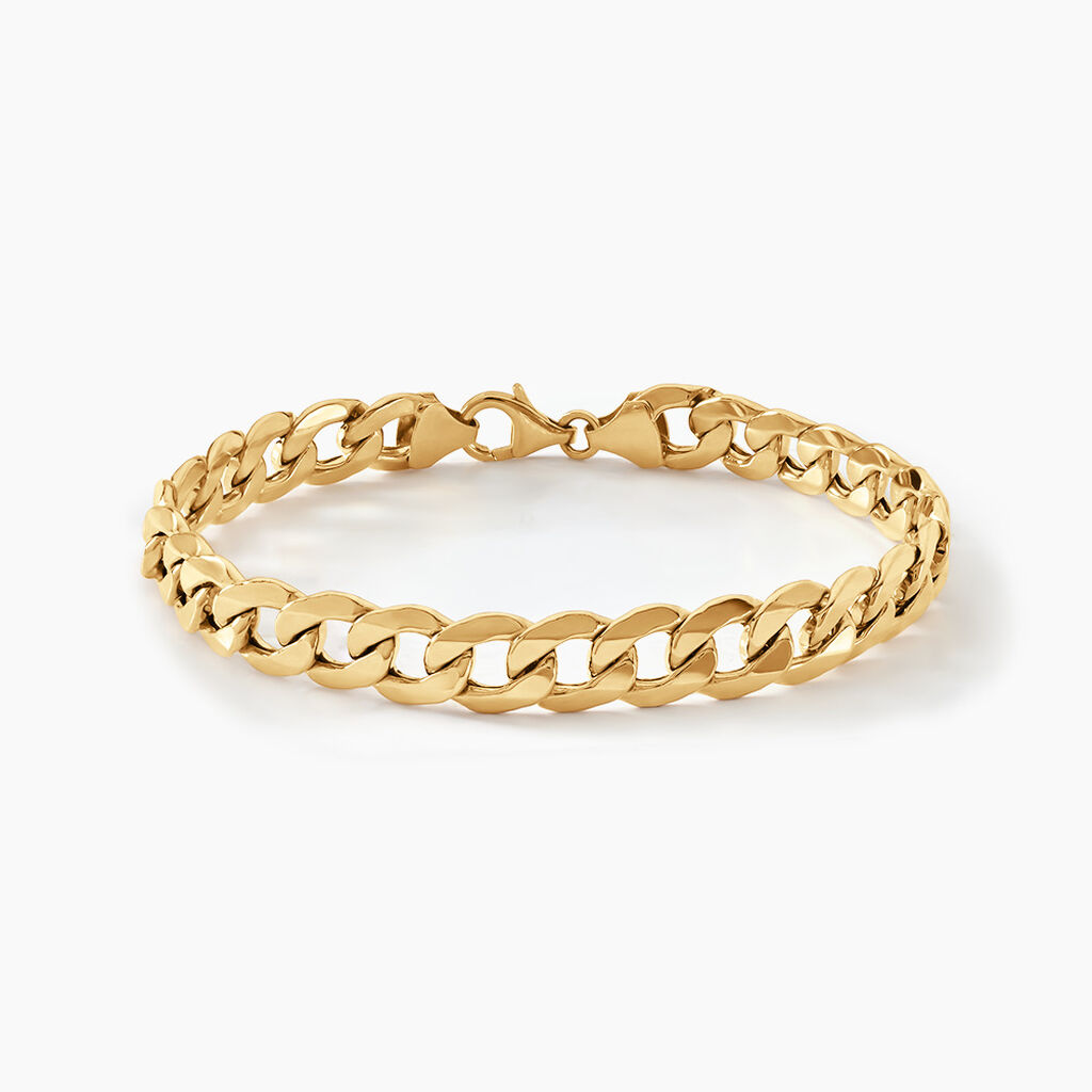 Bracelet Iris Or Jaune Maille Gourmette - Bracelets cha&icirc;ne Homme | Histoire d&rsquo;Or
