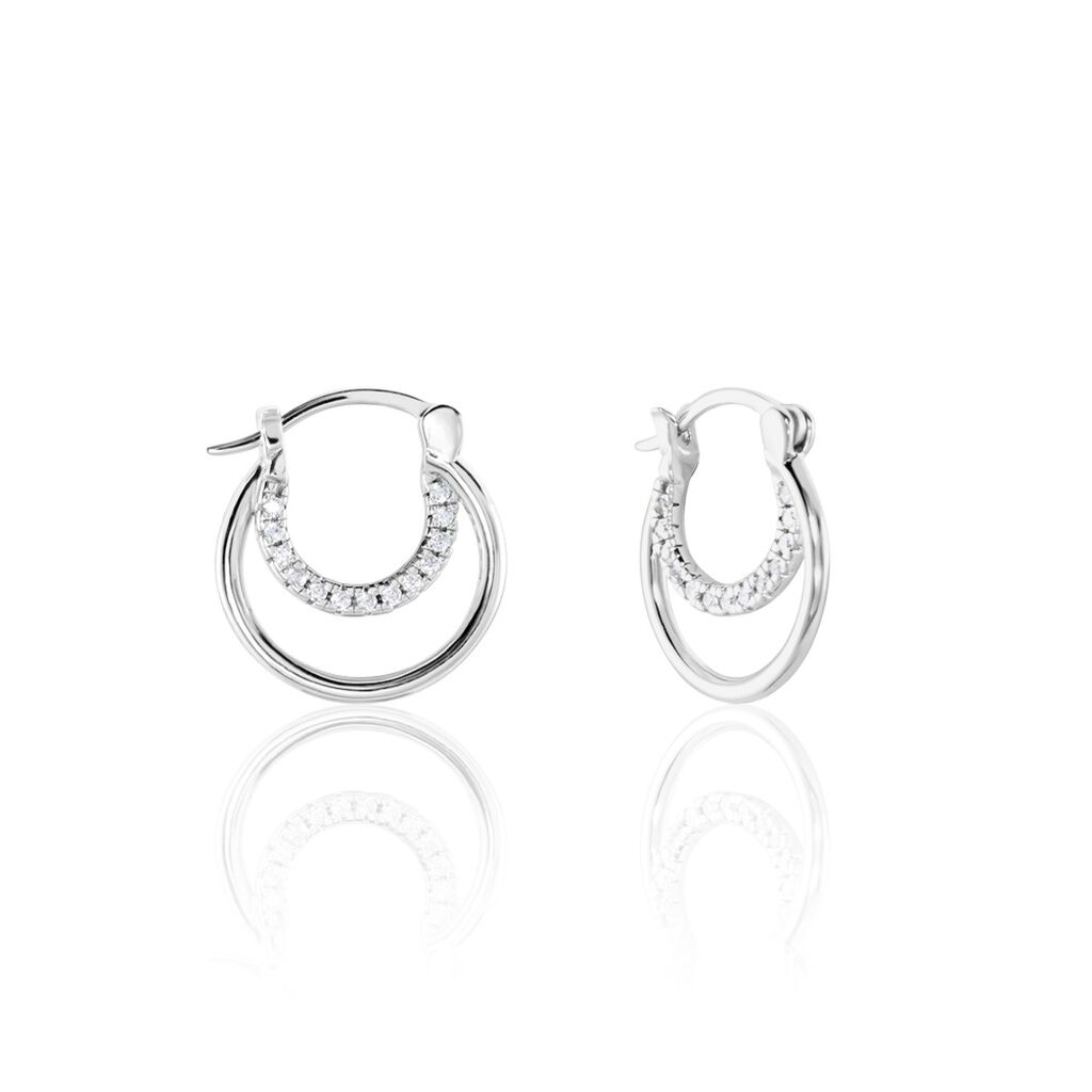 Créoles Argent Blanc Linnette Oxydes De Zirconium