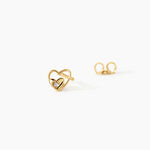 Boucles D'Oreilles Puces Terentille Coeur Argent Dor&eacute; A L'Or 750/1000 Oxyde De Zirconium - Boucles d'oreilles fantaisie Enfant | Histoire d&rsquo;Or