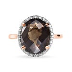 Bague Anna Or Rose Quartz Et Diamant - Bagues solitaires Femme | Histoire d&rsquo;Or