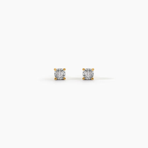 Boucles D'oreilles Puces Diamotion Or Jaune Diamant - Boucles d'oreilles pierres pr&eacute;cieuses Femme | Histoire d&rsquo;Or