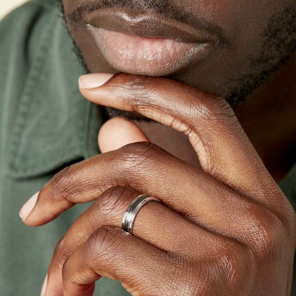 Alliance Mariaye Argent Blanc - Alliances Homme | Histoire d’Or