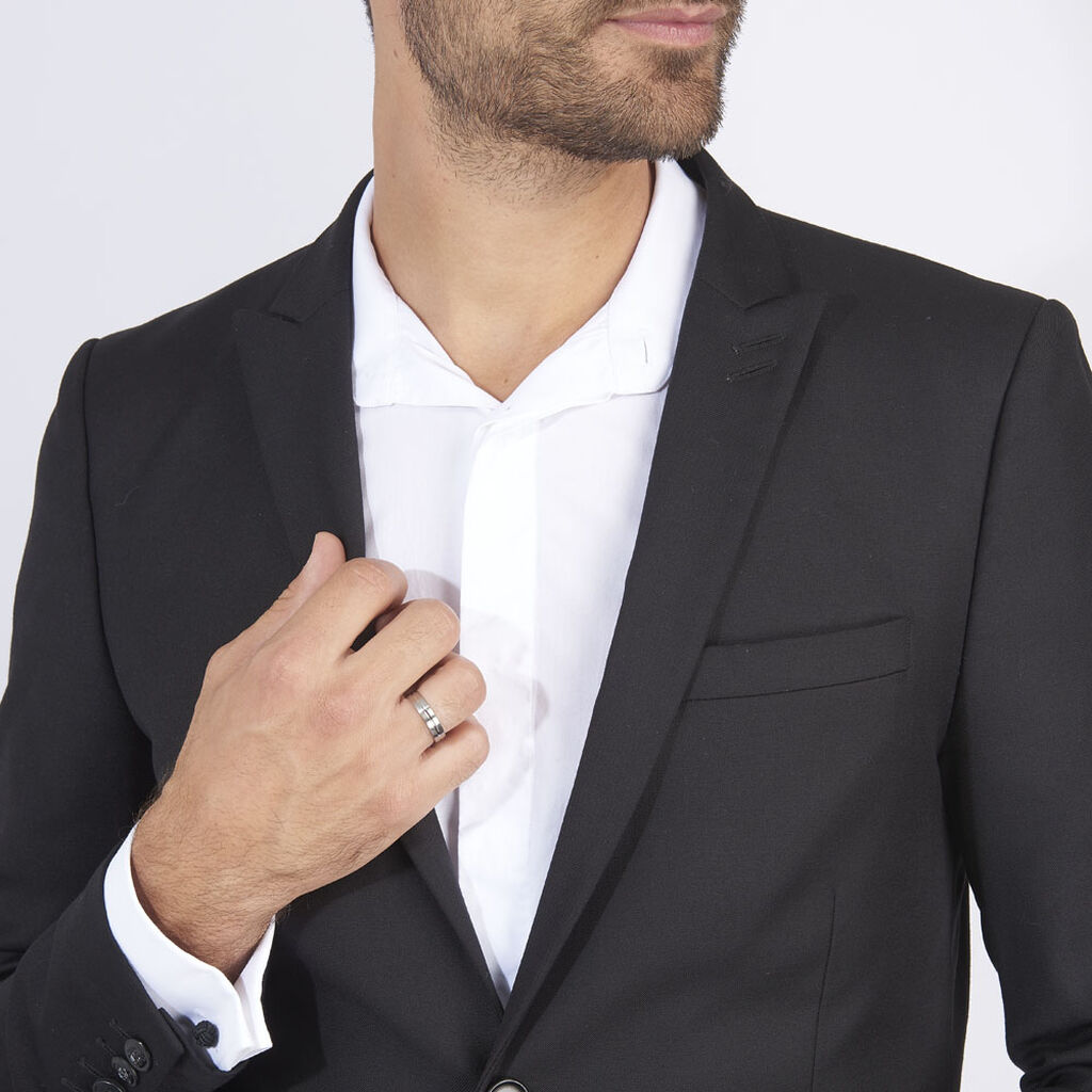 Alliance Liseret Central Ruban Plat Palladium Blanc - Alliances Homme | Histoire d’Or