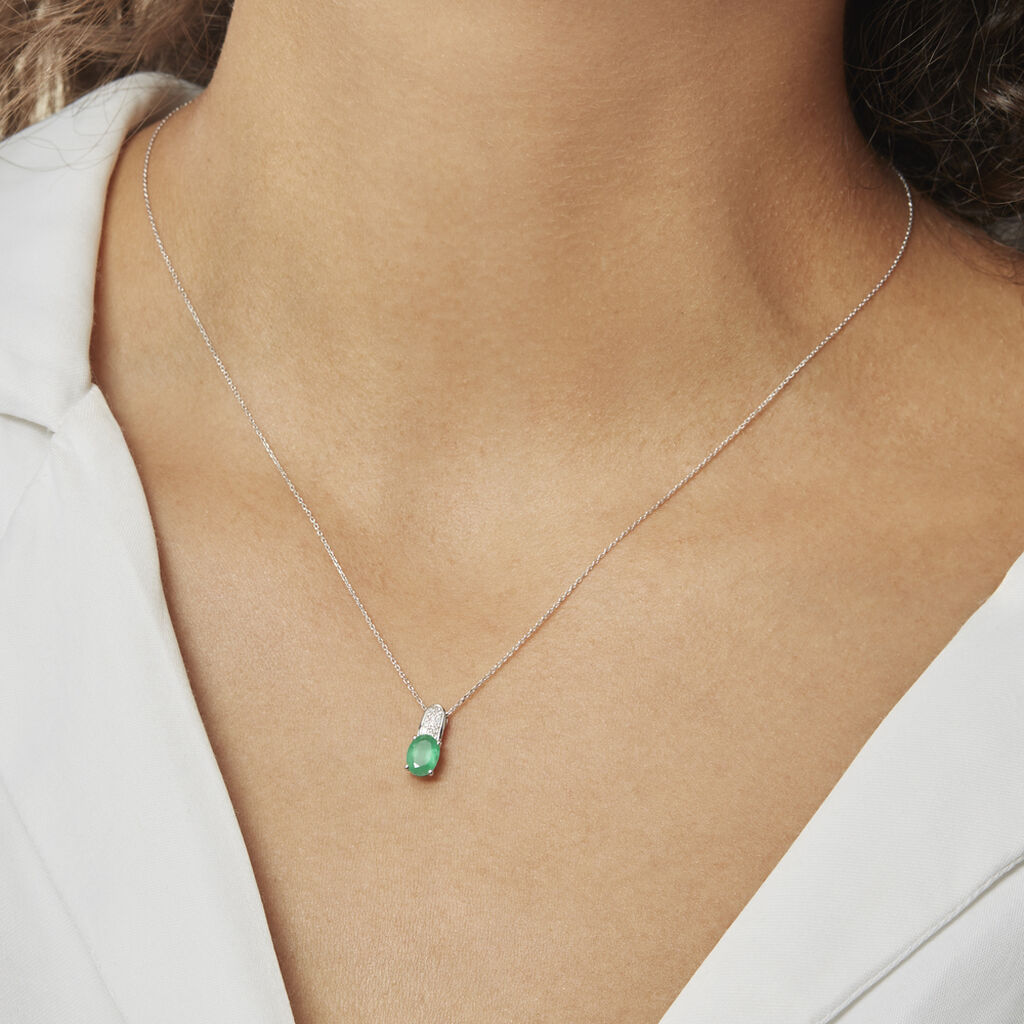 Collier Crista Or Blanc Emeraude Et Diamant - Colliers Femme | Histoire d’Or