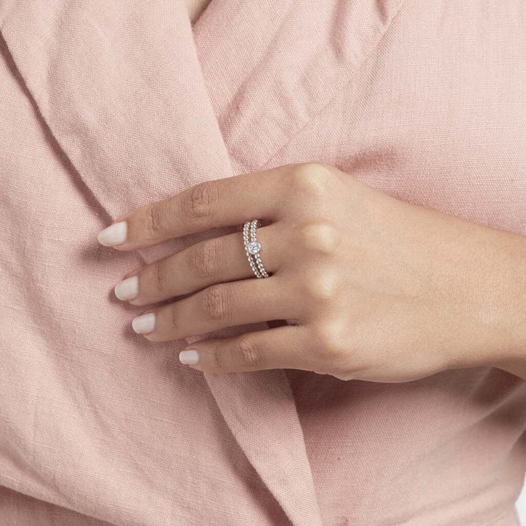 Duo De Bagues Roseli Argent Blanc Oxyde De Zirconium - Bagues solitaires Femme | Histoire d’Or