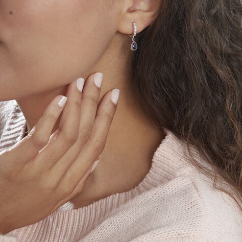 Creoles Jerusha Argent Blanc Oxydes De Zirconium - Boucles d'oreilles créoles Femme | Histoire d’Or