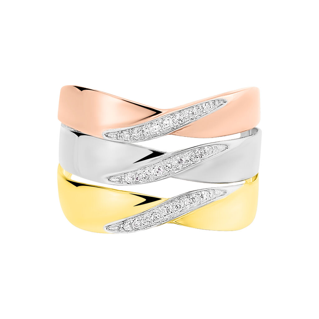 Bague Exauce Or Tricolore Diamant - Bagues avec pierre Femme | Histoire d’Or